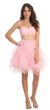 Strapless Layered Skirt Organza Short Party Dress in Pink